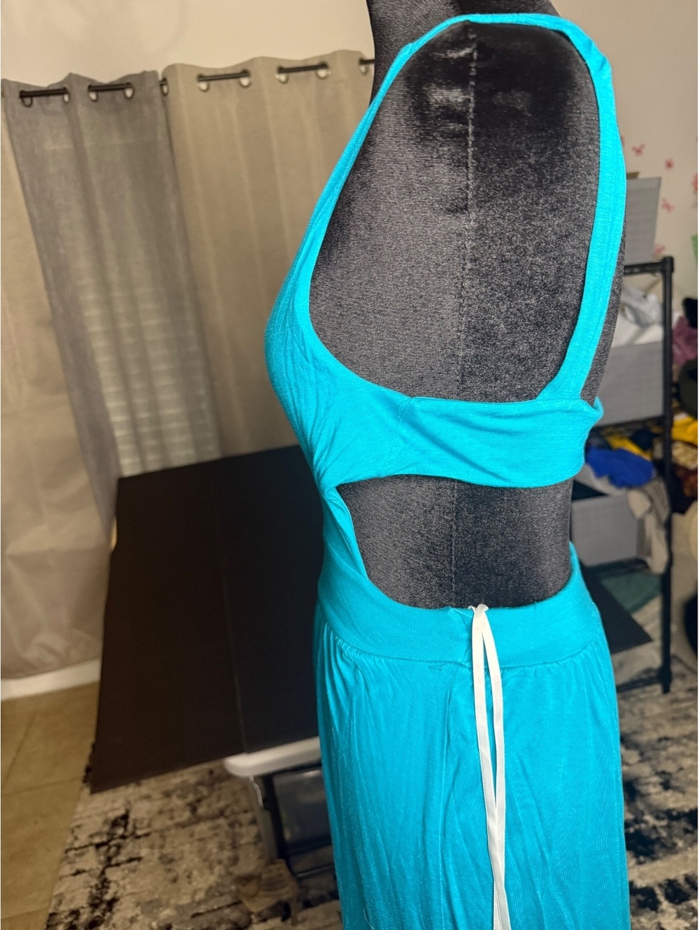 Bebe Turquoise Sleeveless Dress with Cutout Back and Tie - Picture 5 of 10